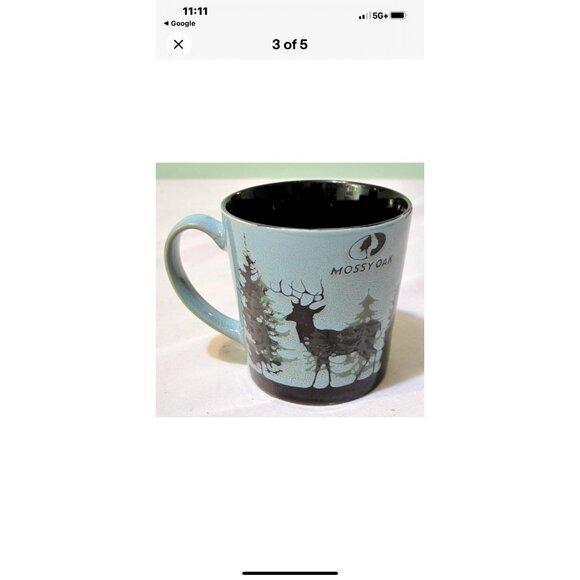 Mossy Oak Deer ceramic coffee mug cup 16 oz 4" buck woods blue teal - Picture 3 of 6